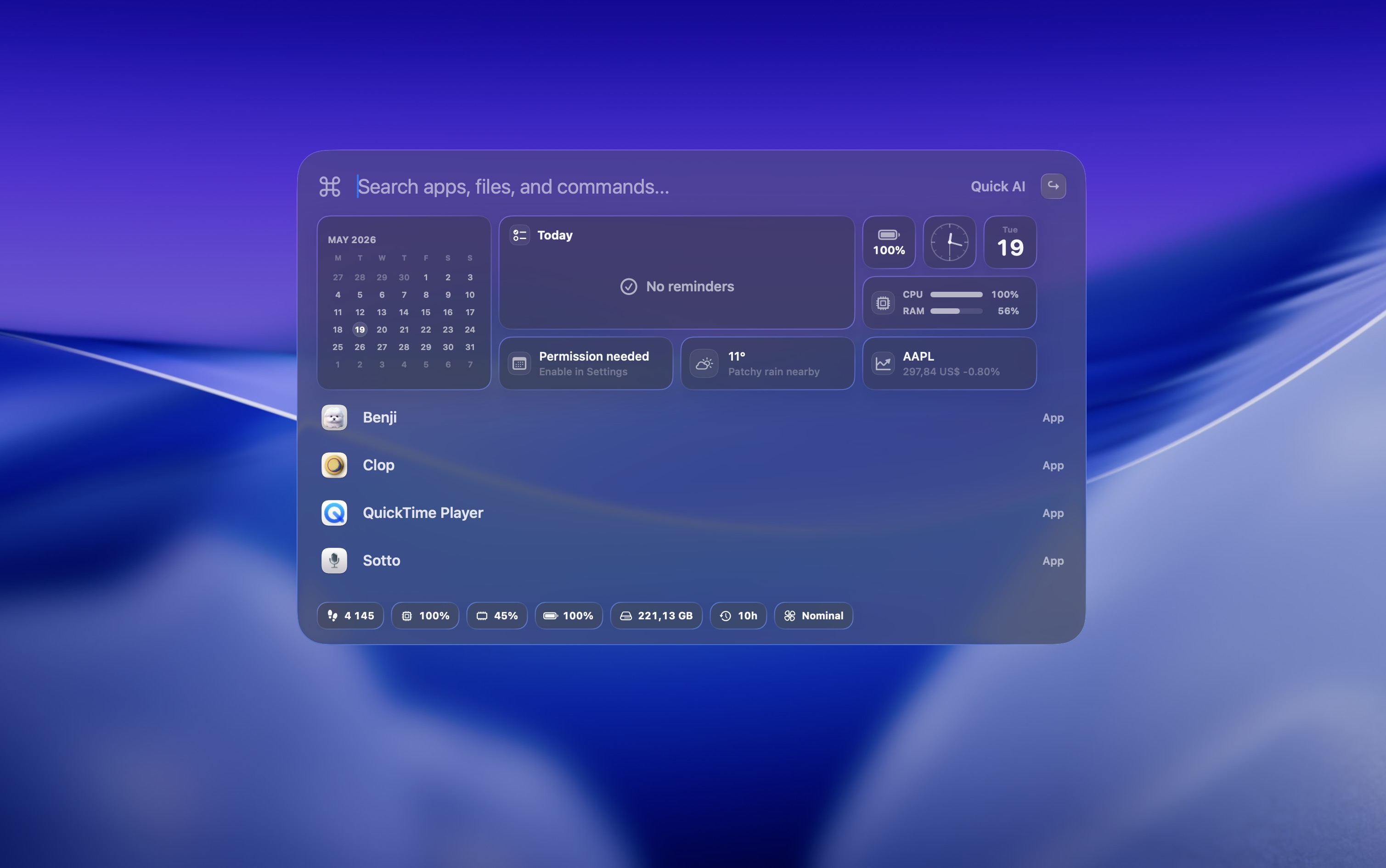 Supermac Status Bar Widgets